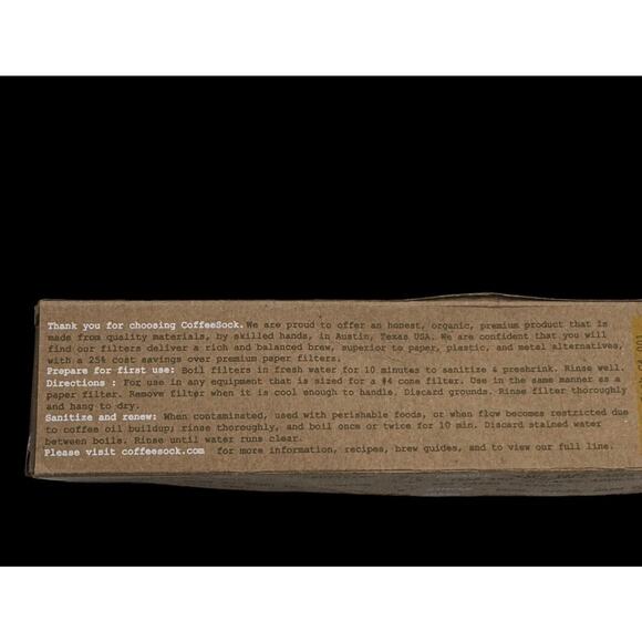 CoffeeSock Reusable 100% Organic Cotton Coffee Filters #4 Cone Drip 2 Pack New - Picture 3 of 5